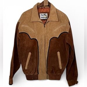 Vintage PIONEER Two-Tone Brown Leather Western Bomber Jacket